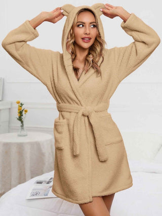 Bademantel Mit Kapuze Damen - Cecile LavelleKhaki