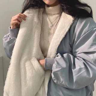 Übergangsjacke Damen Oversized mit Teddyfutter
