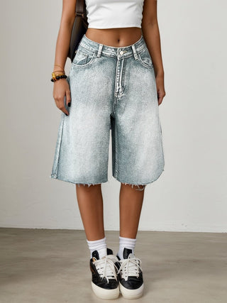 Bermuda Jeans Shorts Damen High Waist - Cecile LavelleHellblau