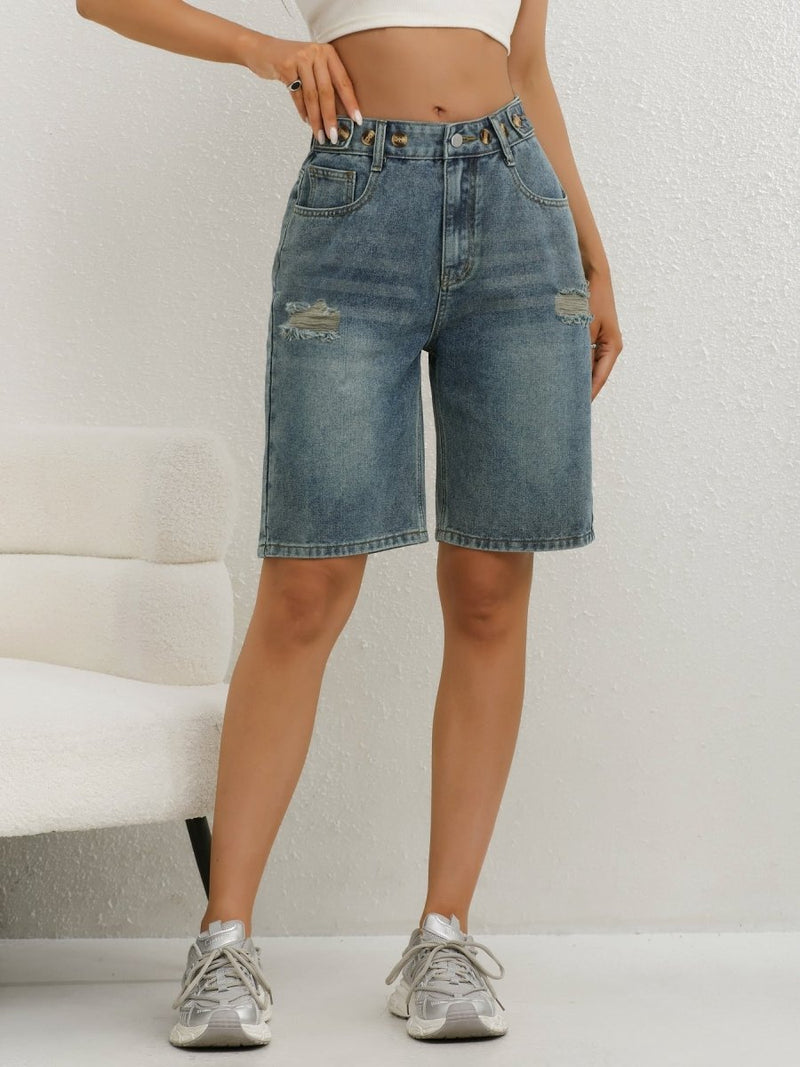 Bermuda Jeans Shorts Women High Waist