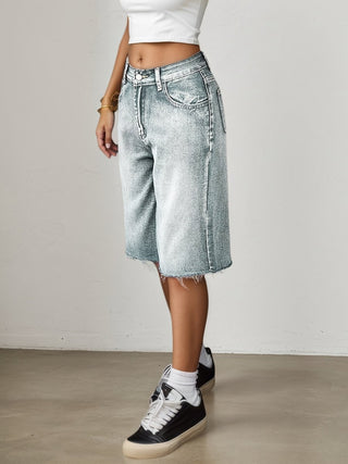 Bermuda Jeans Shorts Damen High Waist - Cecile LavelleHellblau