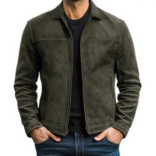 Bikerjacke Herren Slim Fit in Armeegrün