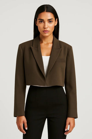 Blazer Damen Kurz Elegant - Cecile LavelleDunkelbraun