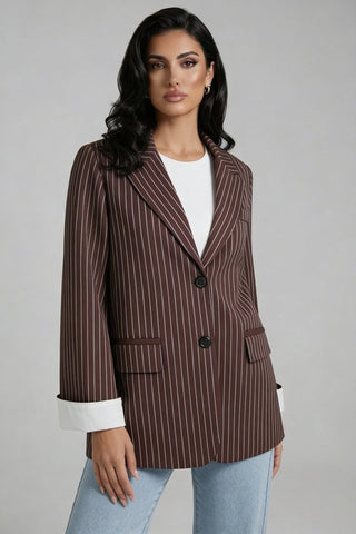 Blazer Damen Nadelstreifen Casual - Cecile LavelleBraun