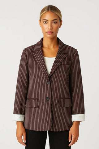 Blazer Damen Nadelstreifen Casual - Cecile LavelleBraun