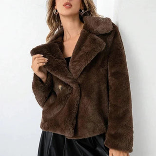Blazer Damen Zweireihig Mit Revers in Braun