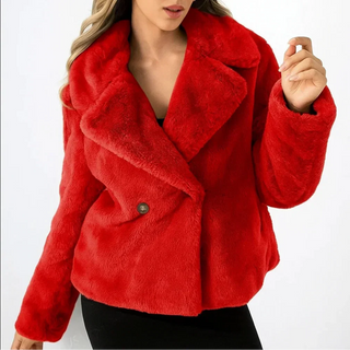 Blazer Damen Zweireihig Mit Revers in Rot