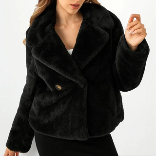 Blazer Damen Zweireihig Mit Revers in Schwarz