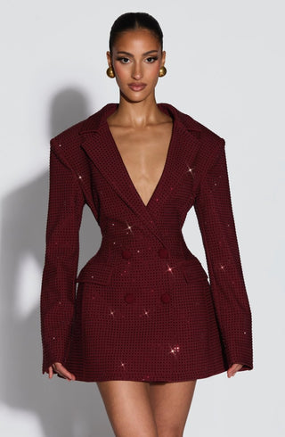 Blazer Minikleid Tailliert Damen - Cecile LavelleBurgunderrot