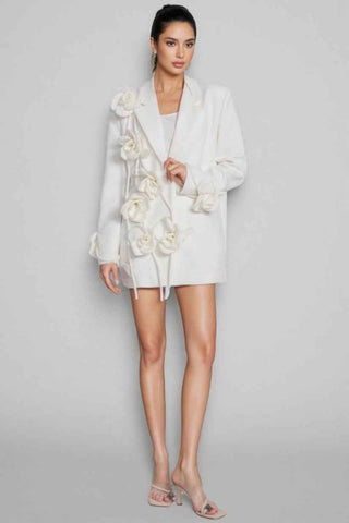 Blazer mit Blumenrevers - Cecile LavelleWeiß