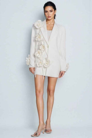 Blazer mit Blumenrevers - Cecile LavelleWeiß