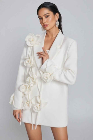 Blazer mit Blumenrevers - Cecile LavelleWeiß