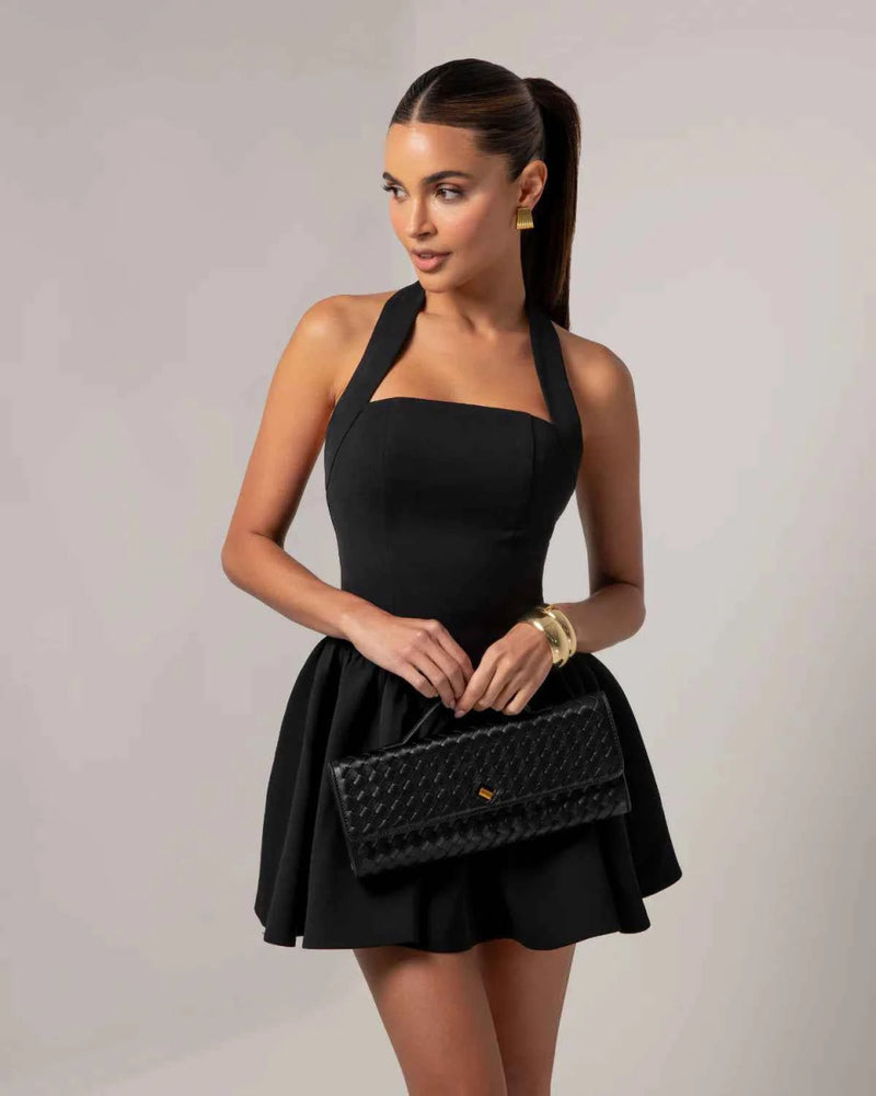 Bodycon minikjole med halterhals
