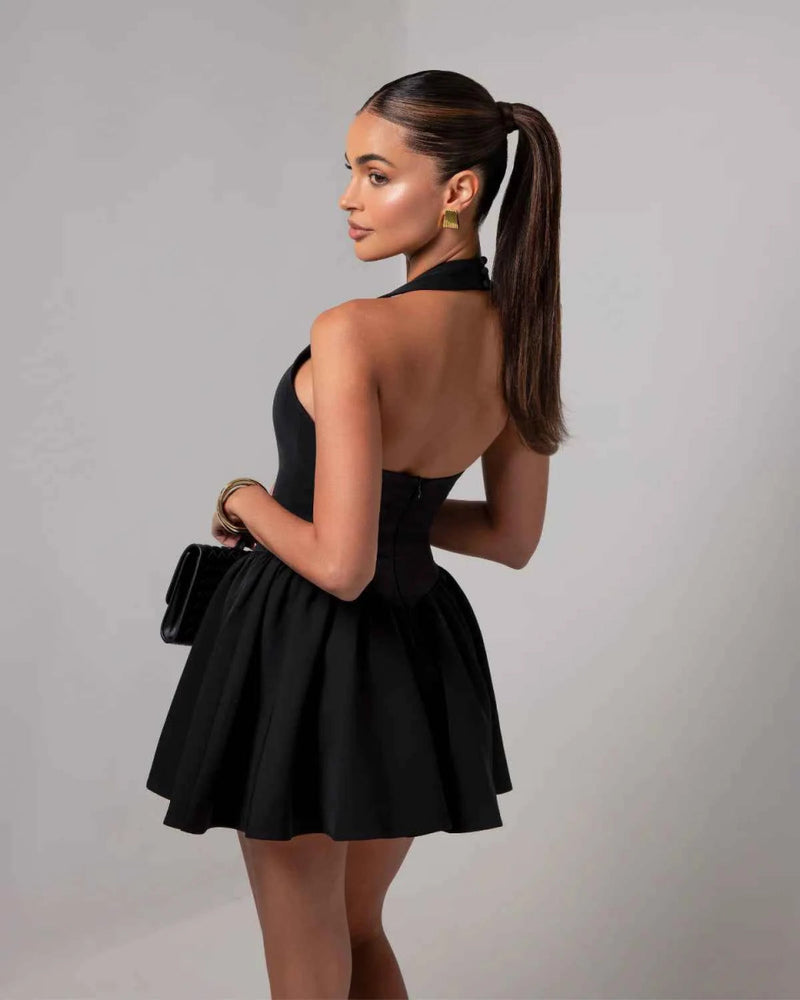 Bodycon minikjole med halterhals