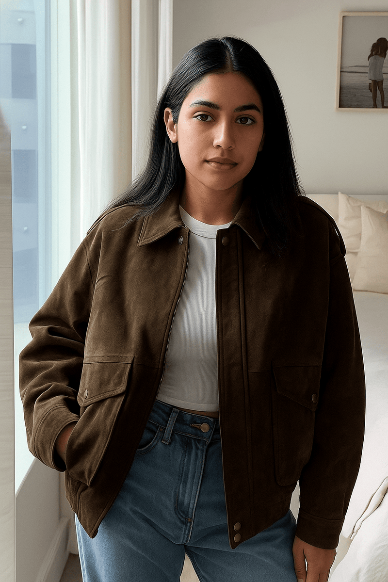 Women's Brown Bomber Jacket