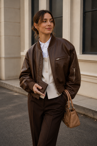 Bomberjacke Damen Oversized in Braun
