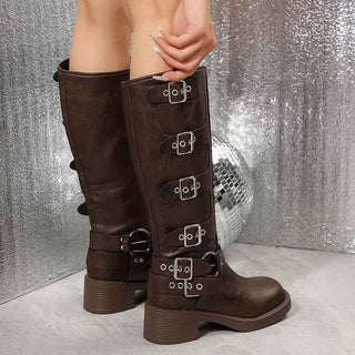 Buckle Biker Boots - Cecile LavelleSchokoladenbraun