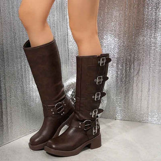 Buckle Biker Boots - Cecile LavelleSchokoladenbraun