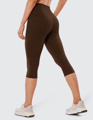 Capri-Leggings Damen mit Hohem Bund und Seitentasche - Cecile LavelleBraun