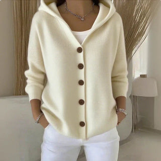 Cardigan Damen Mit Kapuze in Beige