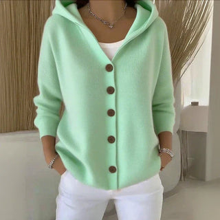 Cardigan Damen Mit Kapuze in Grün