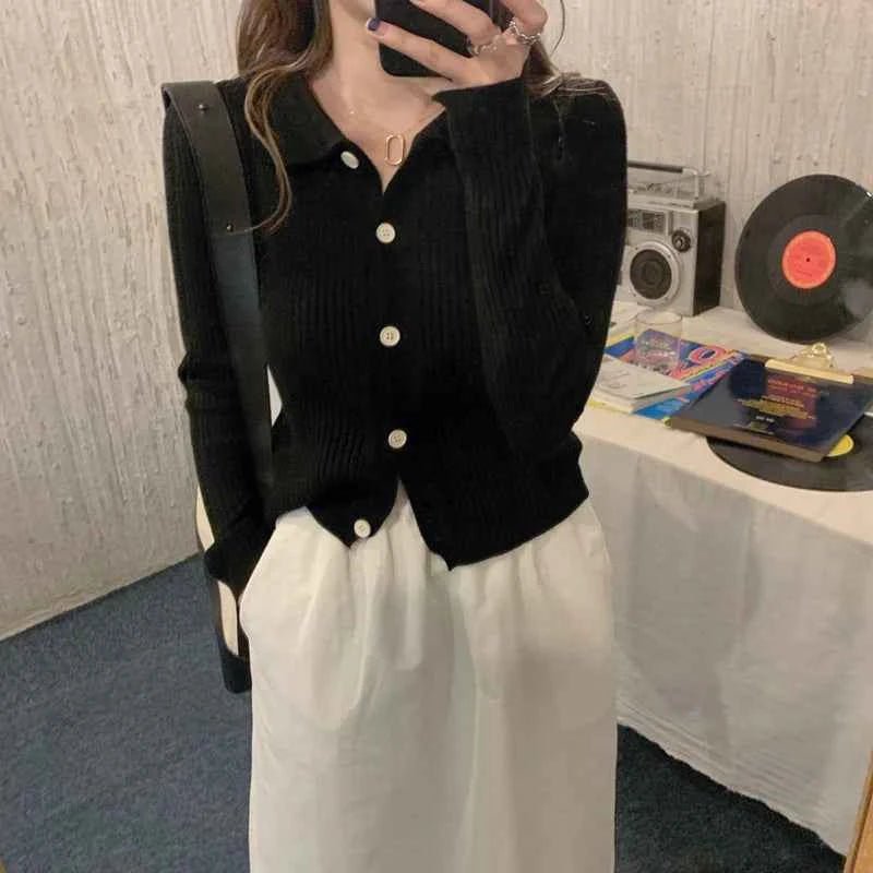 Cardigan with polo collar