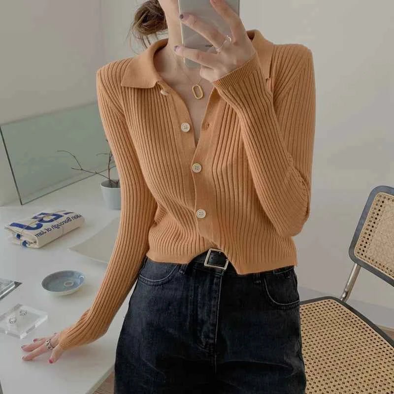 Cardigan with polo collar