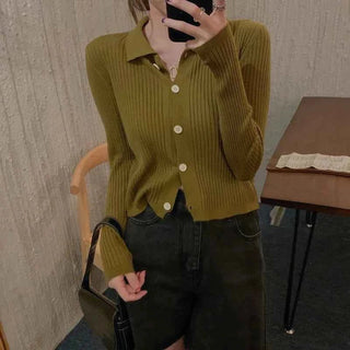 Cardigan mit Polokragen - Cecile LavelleOlive