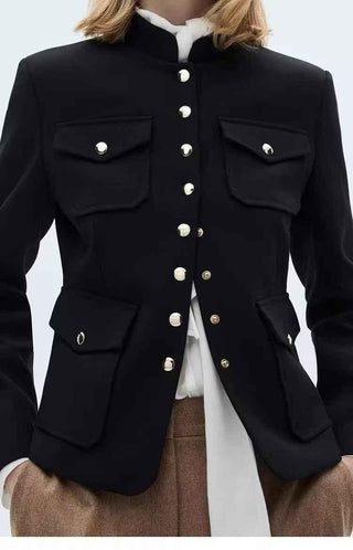 Carmen – Kurze Offiziersjacke mit Goldknöpfen und Pattentaschen - Cecile LavelleSchwarz