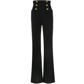 cassie – cropped top mit perlenverzierung & high - waist hose im marine - stil - Cecile LavelleSchwarz