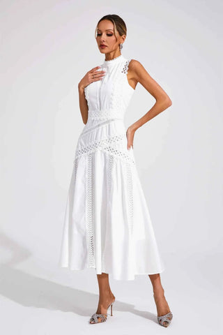 Helena – Midikleid mit Spitze und Stehkragen