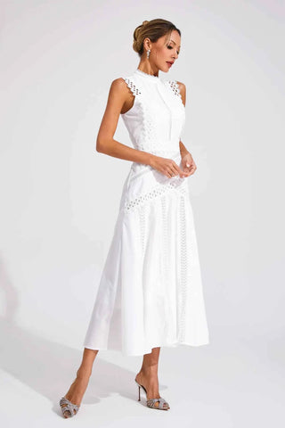Helena – Midikleid mit Spitze und Stehkragen