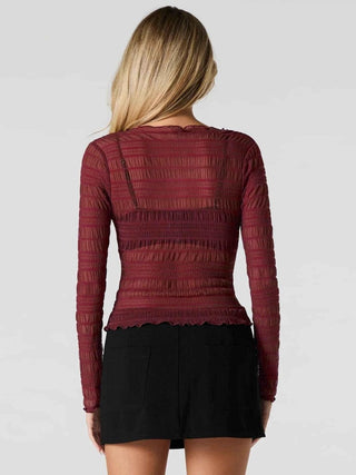 Chloé – Transparenter Longsleeve mit Rüschenstruktur - Cecile LavelleHellrosa