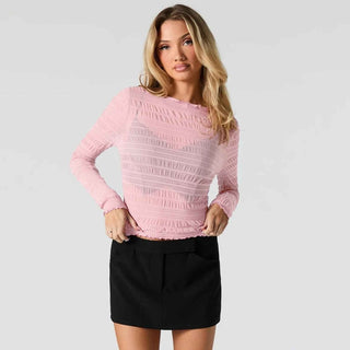 Chloé – Transparenter Longsleeve mit Rüschenstruktur - Cecile LavelleHellrosa