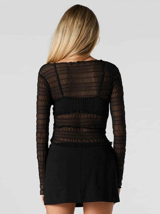 Chloé – Transparenter Longsleeve mit Rüschenstruktur - Cecile LavelleHellrosa