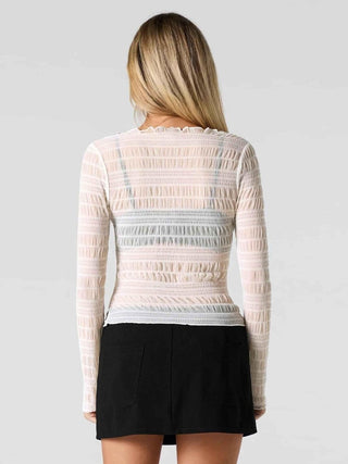 Chloé – Transparenter Longsleeve mit Rüschenstruktur - Cecile LavelleHellrosa