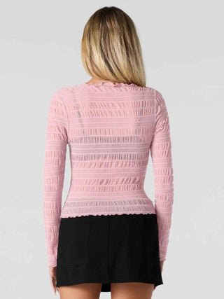 Chloé – Transparenter Longsleeve mit Rüschenstruktur - Cecile LavelleHellrosa