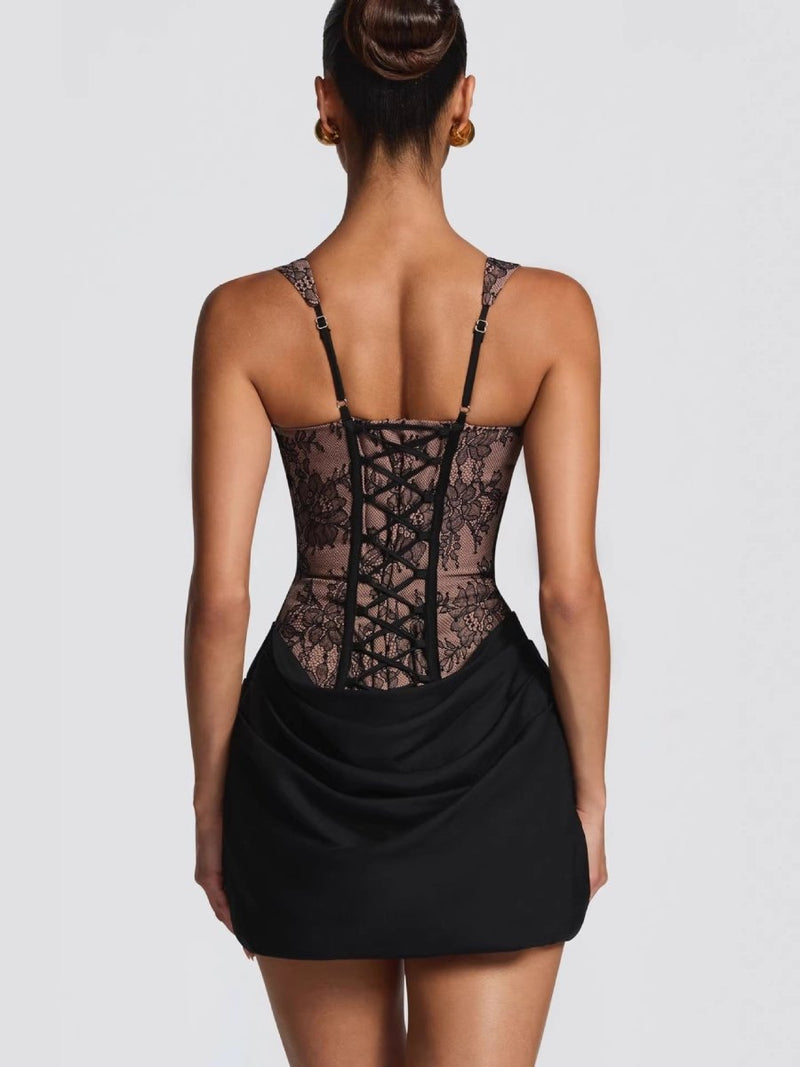 Corsage Mini Dress Fitted Elegant