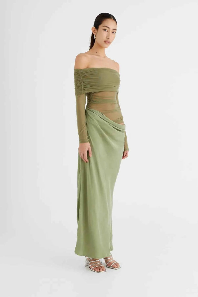 Cut-Out Mesh Maxi Dress