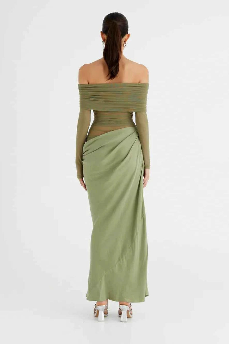 Cut-Out Mesh Maxi Dress