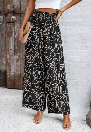Lina – Wide Leg Hose mit Elastikbund & Statement-Print - Cecile Lavelle