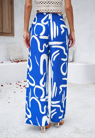 Lina – Wide Leg Hose mit Elastikbund & Statement-Print - Cecile Lavelle