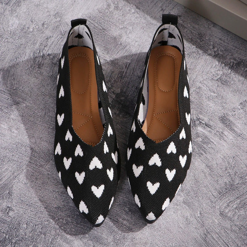Women's Ballerinas Heart Pattern Pointed