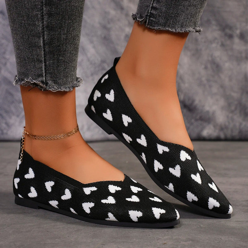 Women's Ballerinas Heart Pattern Pointed
