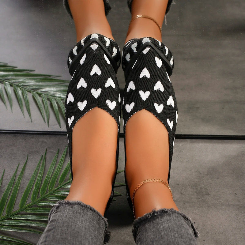 Women's Ballerinas Heart Pattern Pointed