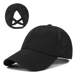 Damen Baseball Cap Atmungsaktiv mit Zopfloch - Cecile LavelleSchwarz