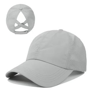 Damen Baseball Cap Atmungsaktiv mit Zopfloch - Cecile LavelleGrau