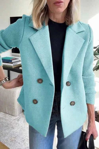 Damen Blazer Strickärmel Elegant - Cecile LavelleHellblau