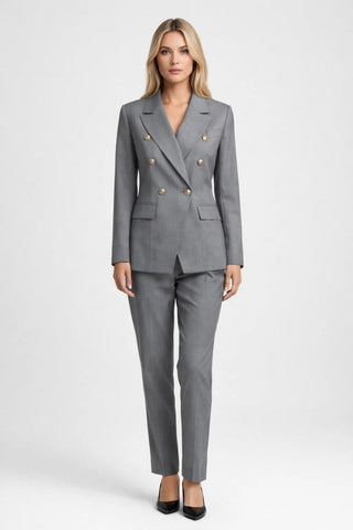 Damen Hosenanzug Elegant Business Zweiteiler - Cecile LavelleGrau