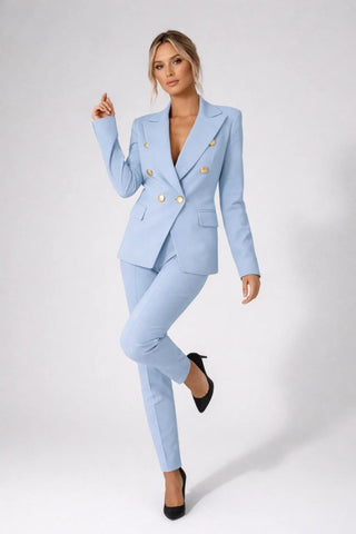 Damen Hosenanzug Elegant Business Zweiteiler - Cecile LavelleHellblau